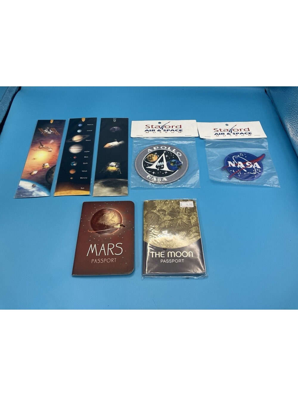 NASA patches, Bookmark And Passport Books On Mars & The Moon New